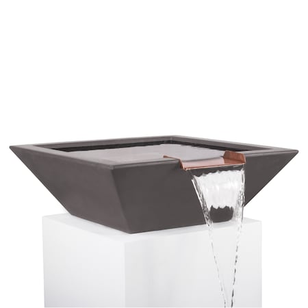 The Outdoor Plus 24 Square Maya Water Bowl - GFRC Concrete - Chestnut - OPT-24SWO-CST